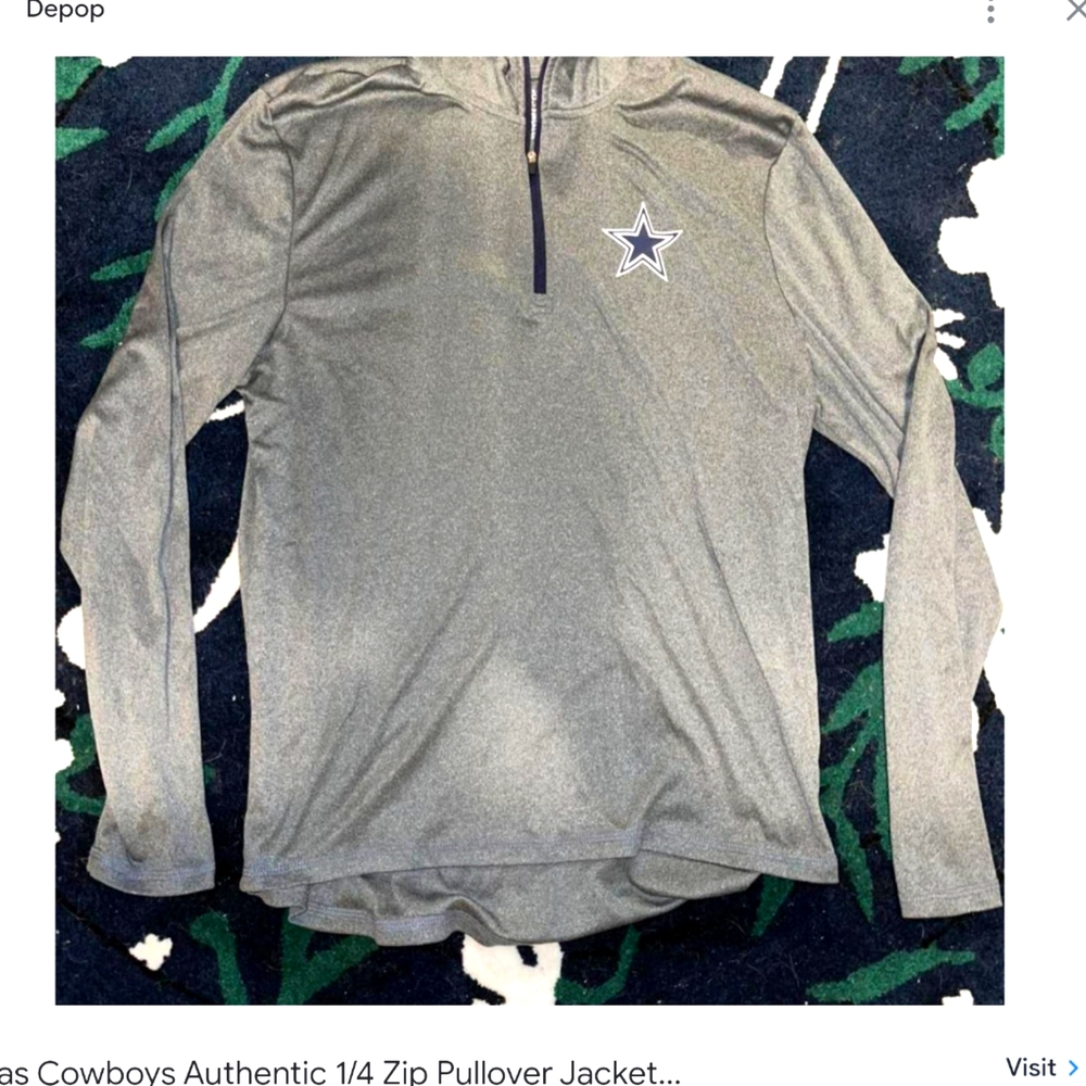 Dallas Cowboys Authentic 1/4 Zip Pullover Jacket Grey/Blue Men’s Size Medium.